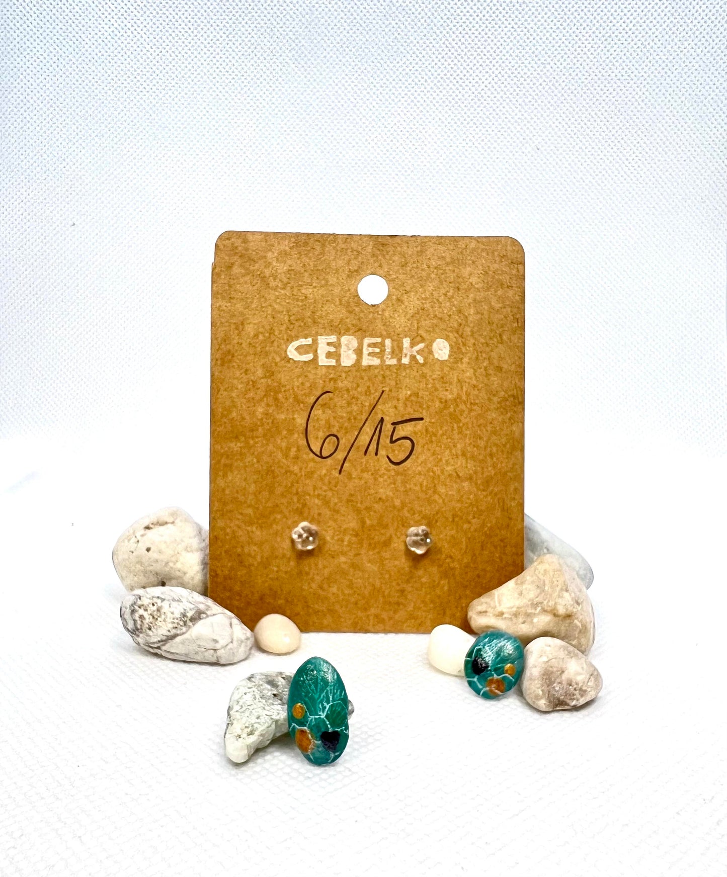 Abstract Turquoise Earrings with Gold Shimmer