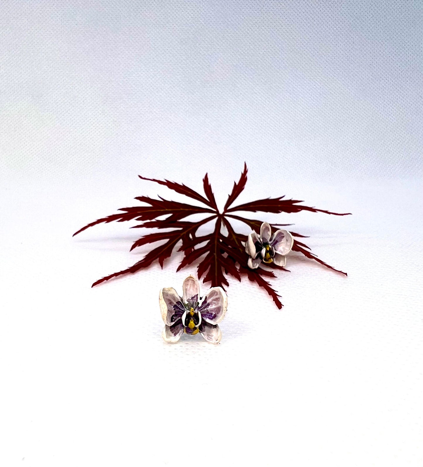 White-Purple orchid earrings