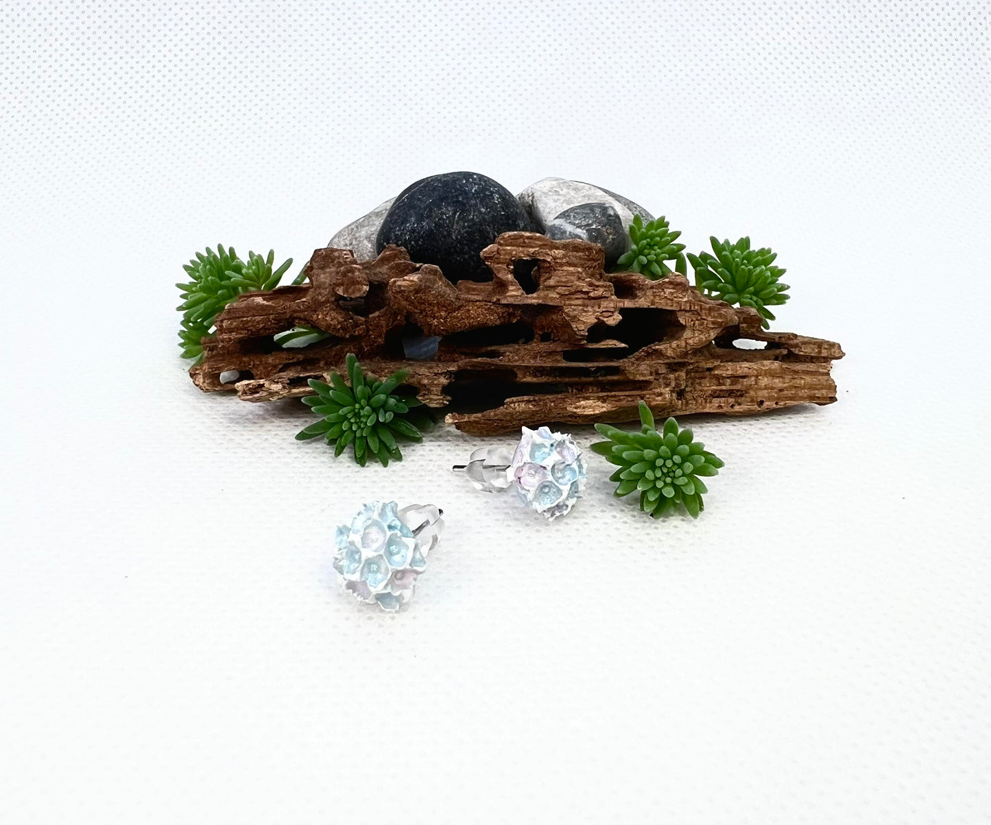 Baby Pink & Baby Blue Hydrangea Earrings
