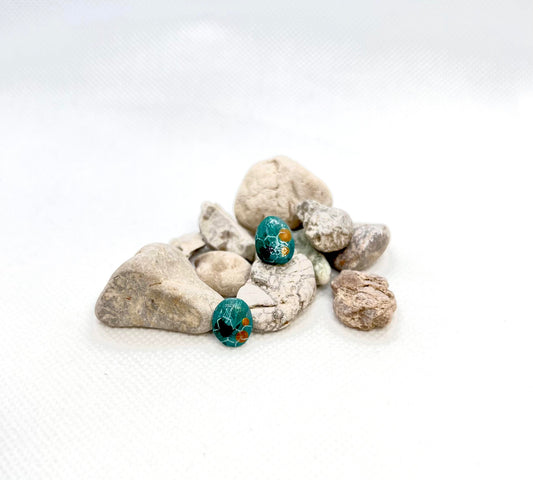 Abstract Turquoise Earrings with Gold Shimmer