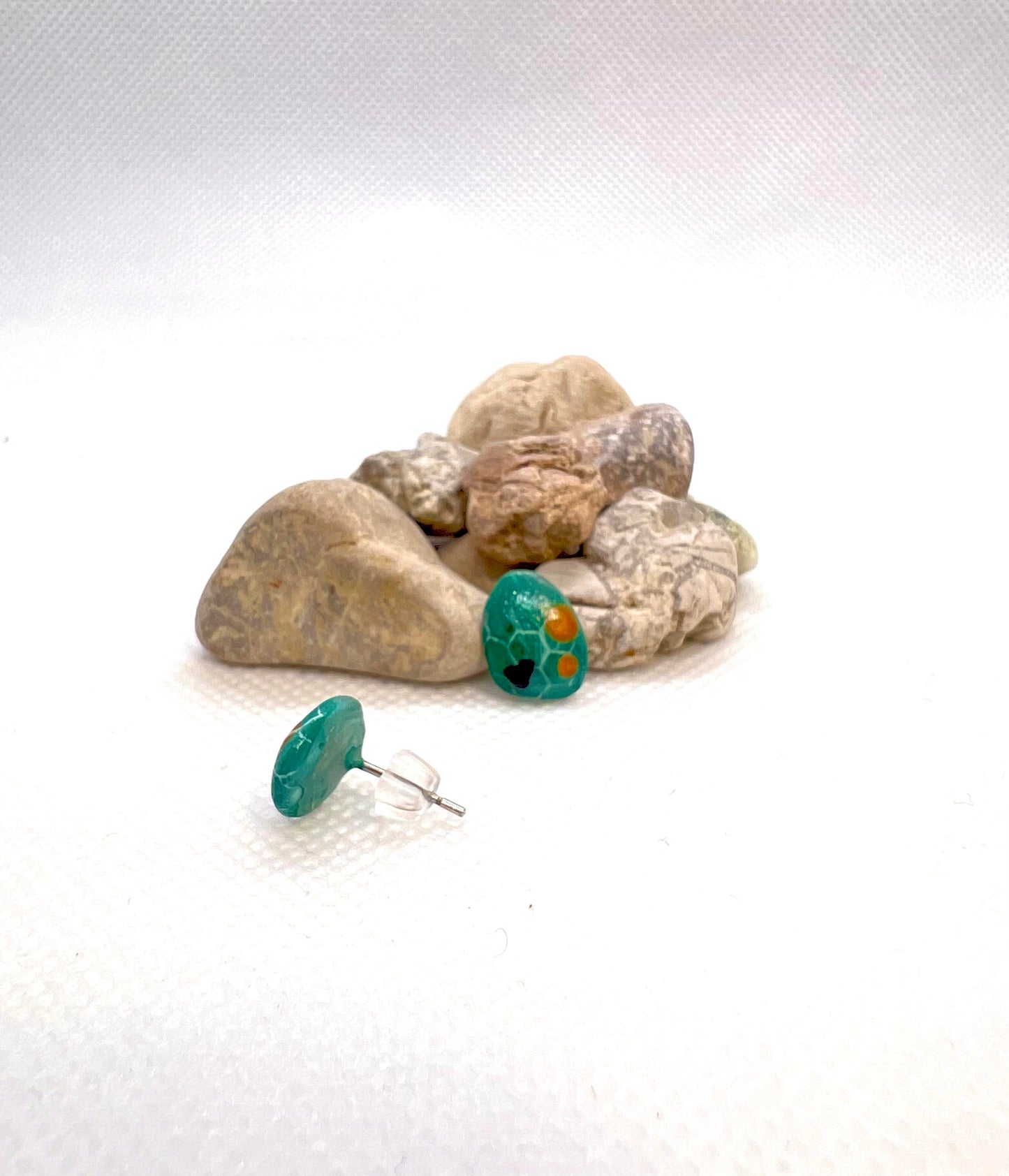 Abstract Turquoise Earrings with Gold Shimmer