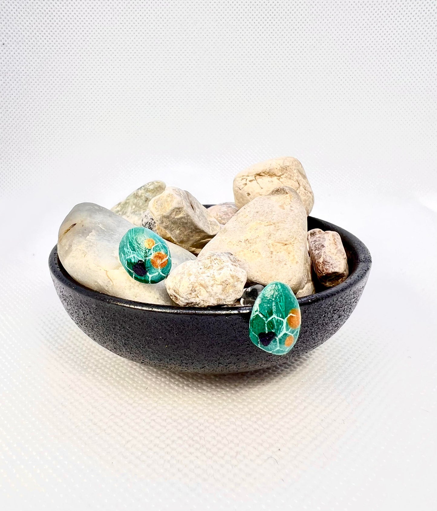 Abstract Turquoise Earrings with Gold Shimmer
