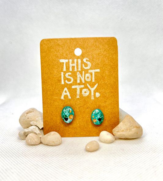 Abstract Turquoise Earrings with Gold Shimmer