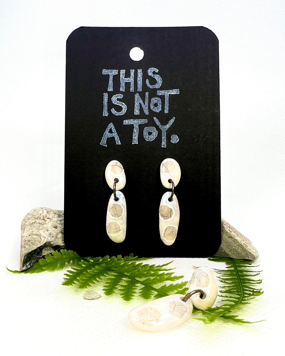 Linden Leaf Skeleton Earrings — Blue Opal Shimmer