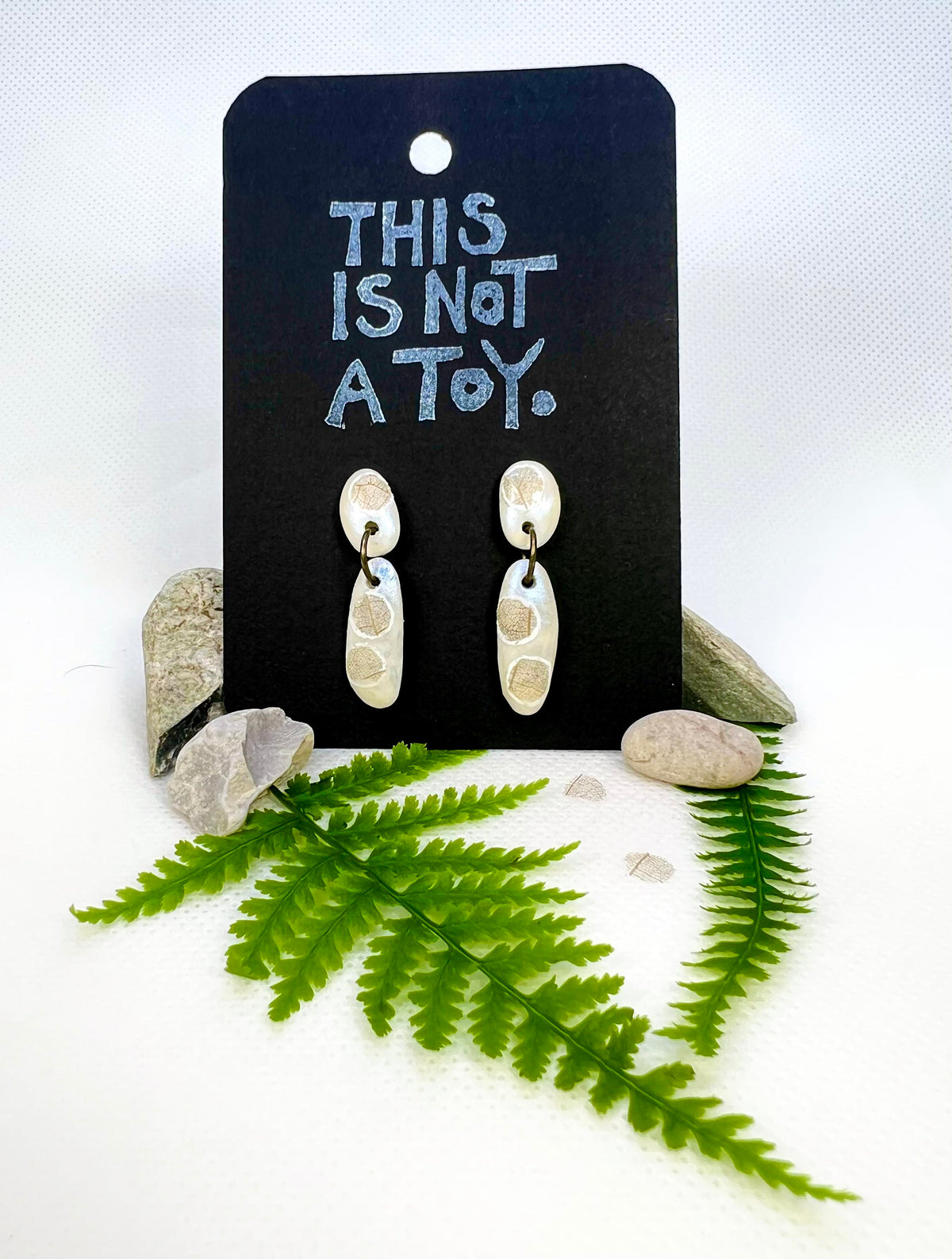 Linden Leaf Skeleton Earrings — Blue Opal Shimmer